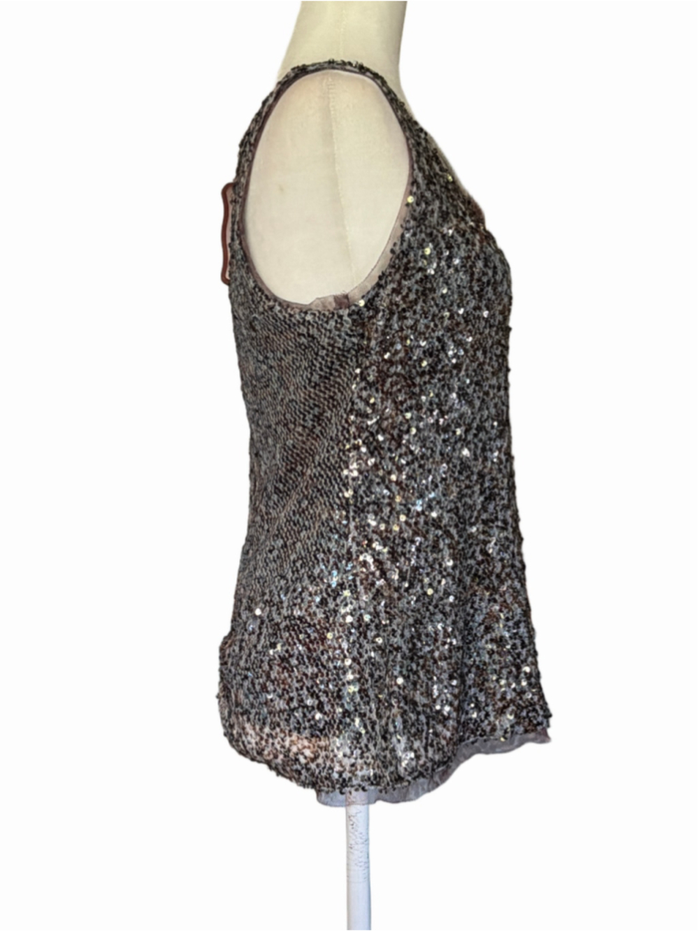 Women's I.N.C. International Concepts Sequin Camisole, Size M, Black/Silver - Picture 3 of 7